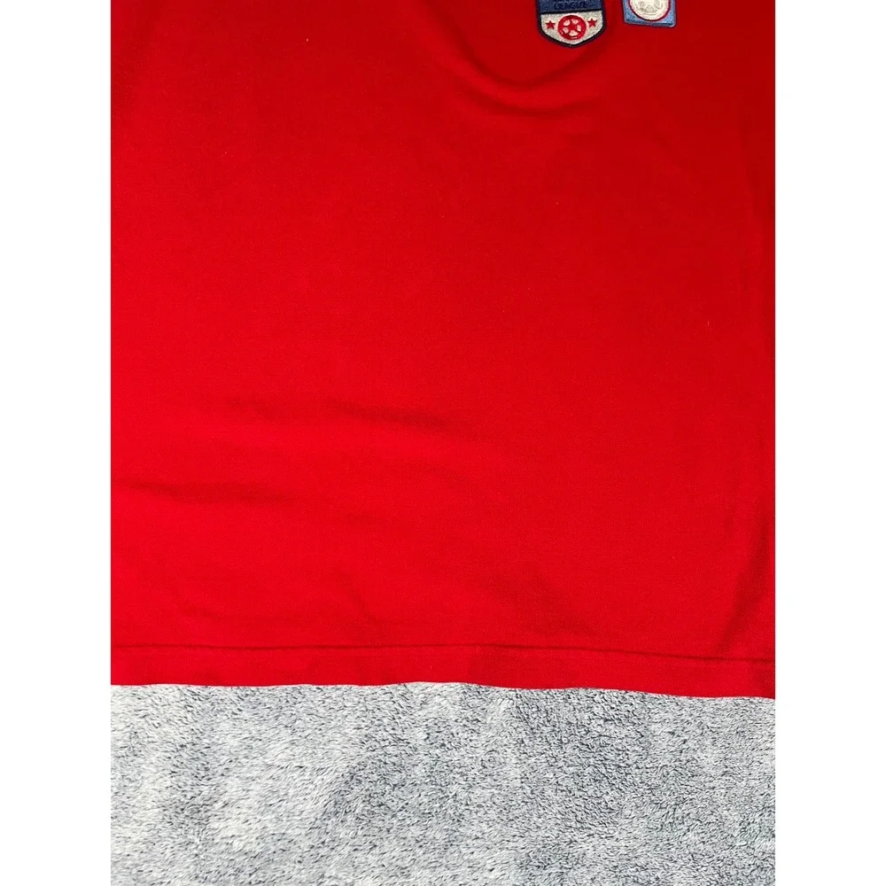 RC Mens Red England Soccer League‎ Embroidered Patch Polo Shirt Large